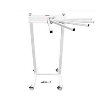 Mobile Swing-Arm Apron Rack, 5-Arms, Swing Left